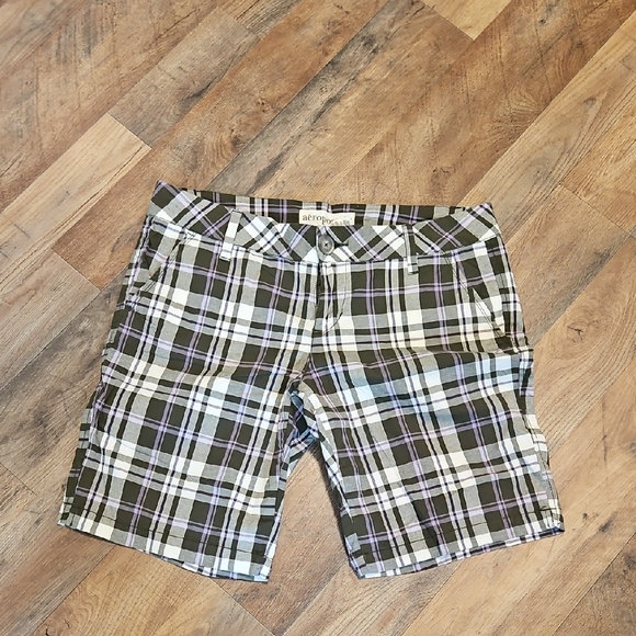 👖Aeropostale Women's Plaid Shorts - Green and Purple - Picture 1 of 7